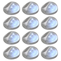  Outdoor Solar Wall Lamps LED 12 pcs Round Silver
