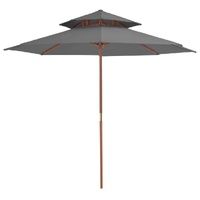  Double Decker Garden Parasol with Wooden Pole 270 cm Anthracite