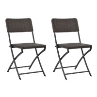  Folding Garden Chairs 2 pcs HDPE and Steel Brown