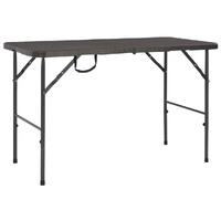  Folding Garden Table Brown 120x60x74 cm HDPE Rattan Look