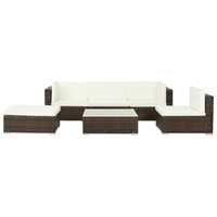  6 Piece Garden Lounge Set with Cushions Poly Rattan Brown
