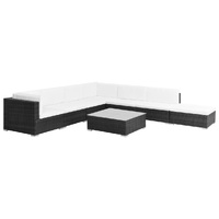  8 Piece Garden Lounge Set with Cushions Poly Rattan Black