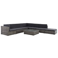  8 Piece Garden Lounge Set with Cushions Poly Rattan Grey