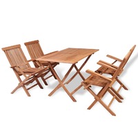  5 Piece Garden Dining Set Solid Teak Wood