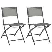  Folding Outdoor Chairs 2 pcs Steel and Textilene