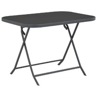  Folding Garden Table Grey 100x75x72 cm Glass and Steel