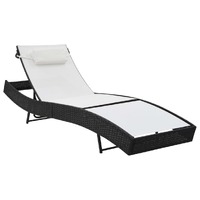  Sun Lounger with Pillow Poly Rattan Black
