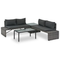  3 Piece Garden Lounge Set with Cushions Poly Rattan Grey