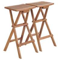  Folding Bar Stools 2 pcs Solid Teak Wood