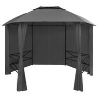  Garden Marquee Pavilion Tent with Curtains Hexagonal 360x265 cm