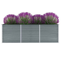  Garden Raised Bed Galvanised Steel 240x80x77 cm Grey