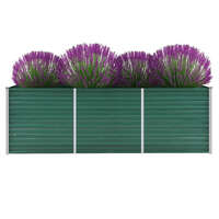  Garden Raised Bed Galvanised Steel 240x80x77 cm Green