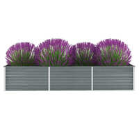  Garden Raised Bed Galvanised Steel 240x80x45 cm Grey