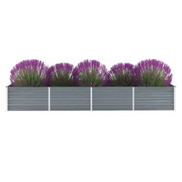  Garden Raised Bed Galvanised Steel 320x80x45 cm Grey