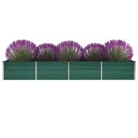  Garden Raised Bed Galvanised Steel 320x80x45 cm Green