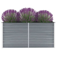  Garden Raised Bed Galvanised Steel 160x40x77 cm Grey
