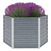  Garden Raised Bed Galvanised Steel 129x129x77 cm Grey
