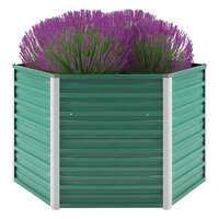  Garden Raised Bed Galvanised Steel 129x129x77 cm Green