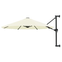  Wall-Mounted Garden Parasol with Metal Pole 300 cm Sand