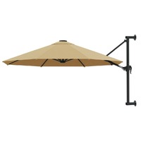  Wall-Mounted Garden Parasol with Metal Pole 300 cm Taupe