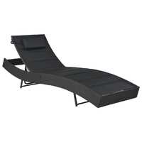  Sun Lounger Poly Rattan and Textilene Black