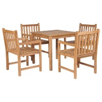  5 Piece Outdoor Dining Set Solid Teak Wood