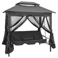  Outdoor Convertible Swing Bench with Canopy Anthracite 220x160x240 cm Steel