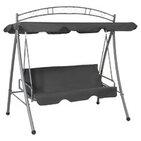  Outdoor Convertible Swing Bench with Canopy Anthracite 198x120x205 cm Steel