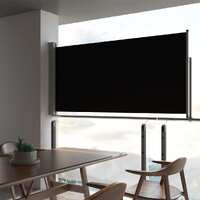  Patio Retractable Side Awning 120 x 300 cm Black