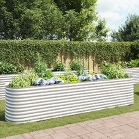  Garden Raised Bed 400x80x81 cm Galvanised Steel Silver
