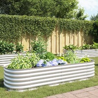  Garden Raised Bed 240x80x44 cm Galvanised Steel Silver