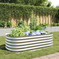  Garden Raised Bed 160x80x44 cm Galvanised Steel Silver