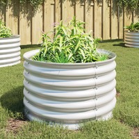 Garden Raised Bed 80x80x44 cm Galvanised Steel Silver