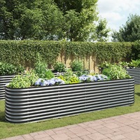  Garden Raised Bed 400x80x81 cm Galvanised Steel Grey