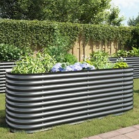  Garden Raised Bed 240x80x81 cm Galvanised Steel Grey