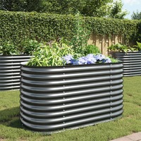  Garden Raised Bed 160x80x81 cm Galvanised Steel Grey