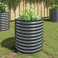  Garden Raised Bed 80x80x81 cm Galvanised Steel Grey