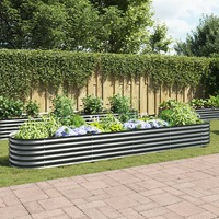  Garden Raised Bed 400x80x44 cm Galvanised Steel Grey