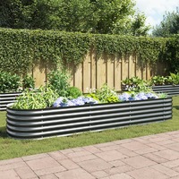  Garden Raised Bed 320x80x44 cm Galvanised Steel Grey