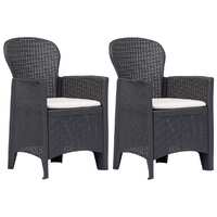 Garden Chair 2 pcs with Cushion Brown Plastic Rattan Look