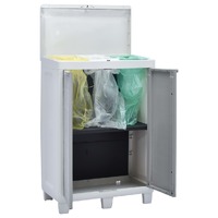  Garden Dustbin with 3 Bags Light Grey 65x38x102 cm