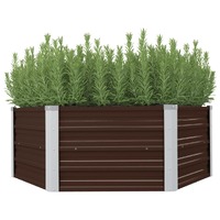  Raised Garden Bed Brown 129x129x46 cm Galvanised Steel