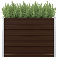  Raised Garden Bed Brown 100x100x77 cm Galvanised Steel