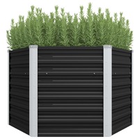  Garden Raised Bed Anthracite 129x129x77 cm Galvanised Steel