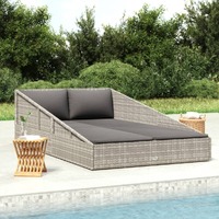  Garden Bed Grey 110x200 cm Poly Rattan