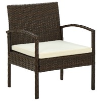  Garden Chair with Cushion Poly Rattan Brown
