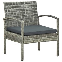  Garden Chair with Cushion Poly Rattan Grey