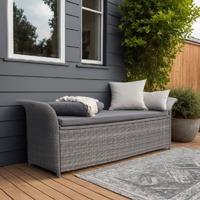  Storage Bench with Cushion Grey 138 cm Poly Rattan