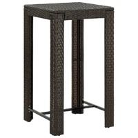  Garden Bar Table Brown 60.5x60.5x110.5 cm Poly Rattan