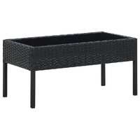  Garden Table Black 75x40x37 cm Poly Rattan